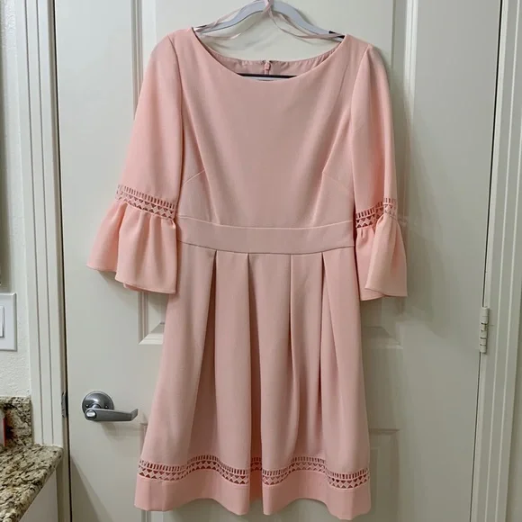 eliza j pink ruffle dress Eliza J Off The Shoulder Flower Applique Mermaid Dress